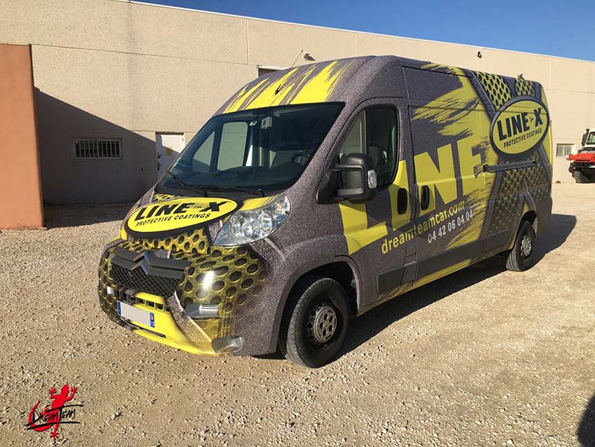 Защита кузова автомобиля полимерным покрытием Line-X, рекламная и художественная аэрография