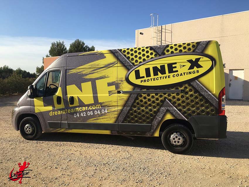 Защита кузова автомобиля полимерным покрытием Line-X, рекламная и художественная аэрография