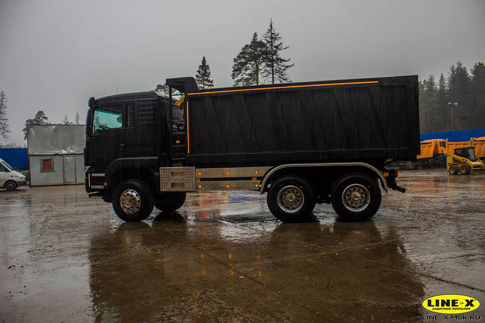 Защита самосвала MAN полимерным покрытием Line-x