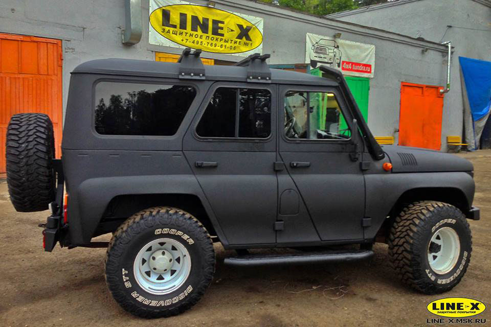 Защита кузова внедорожников полимерным покрытием Line-X