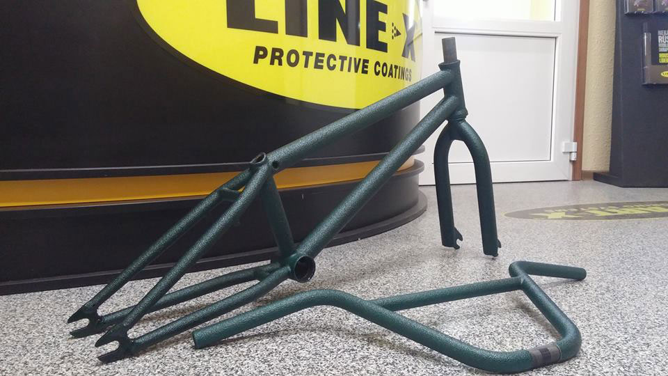 Защита рамы велосипеда полимерным покрытием Line-X