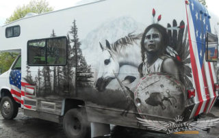 Окраска фургона или автокемпера защитным полимерным покрытием Line-X, аэрография