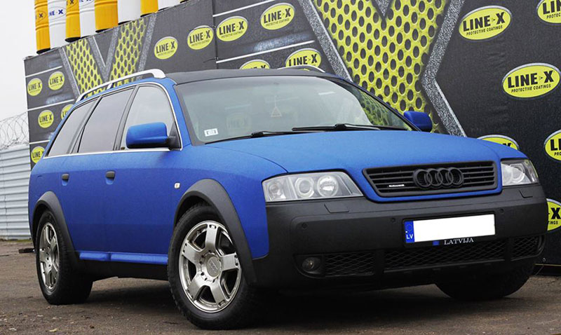 Защита кузова полноприводного универсала Audi Allroad от механических повреждений и коррозии полимерным покрытием Line-X