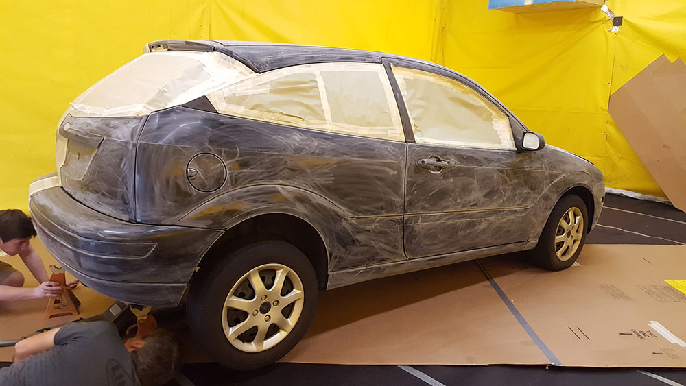 Защита кузова автомобиля Ford Focus полимерным покрытием Line X от ударов, царапин и коррозии