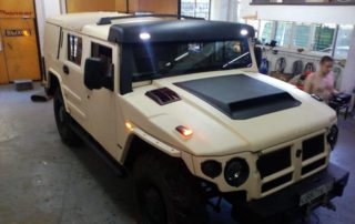 Защита кузова внедорожника «Тигр» полимерным покрытием Line-X от ударов, царапин и коррозии