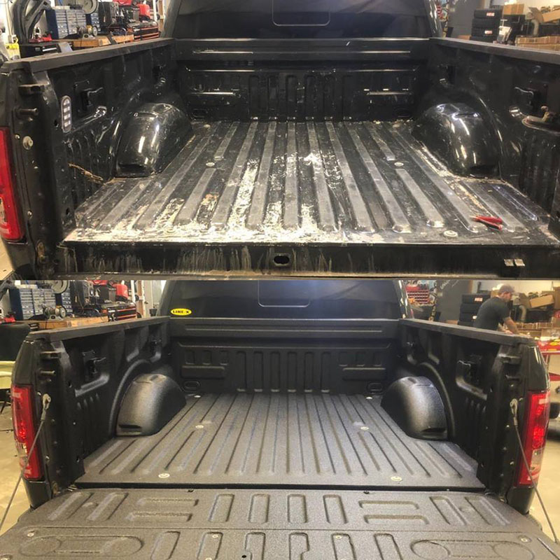 Защита багажного отделения пикапов и грузовиков полимерным покрытием Line-X.