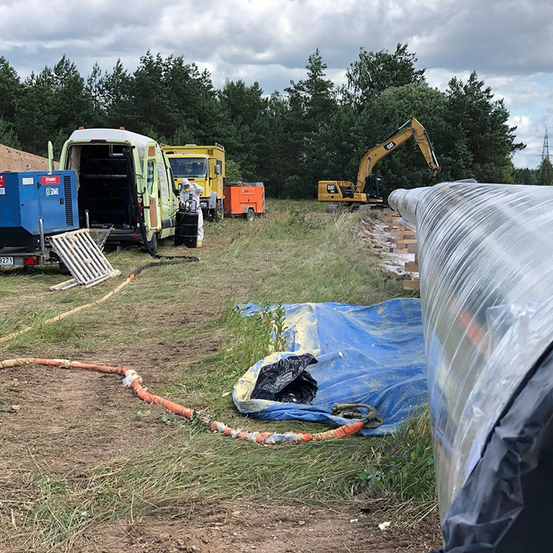 Защита газопровода покрытием Line-X