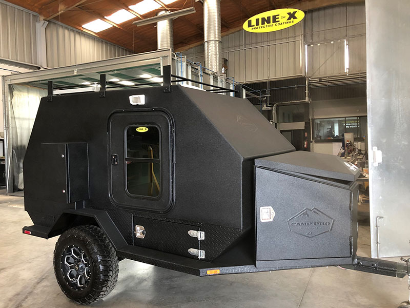 Защита кабинки дома на колесах покрытием Line-X, гидроизоляция.