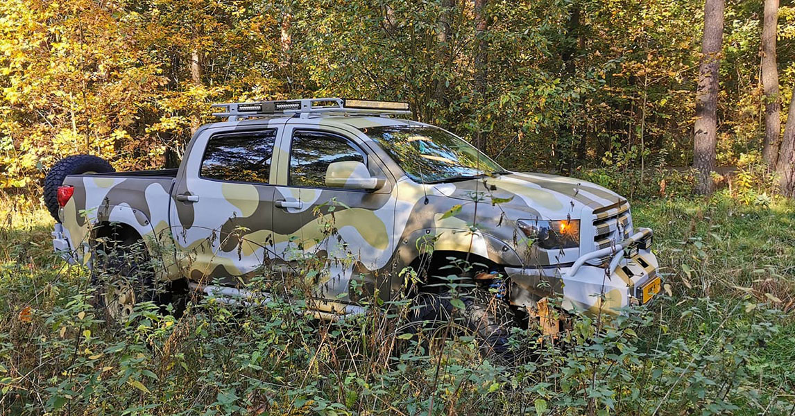 Защитное покрытие Line-X в маскировочном окрасе