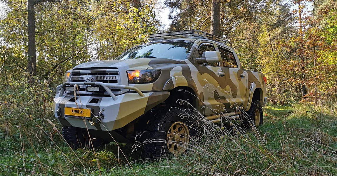 Защитное покрытие Line-X в маскировочном окрасе